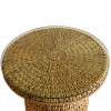 Key Largo Round Accent Table with Glass in Antique Honey finish