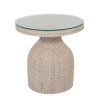 Key Largo Round Accent Table with Glass in Washed Linen finish