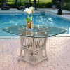 Bridgeport Square Round Table Base With Glass Top in Rustic Driftwood 