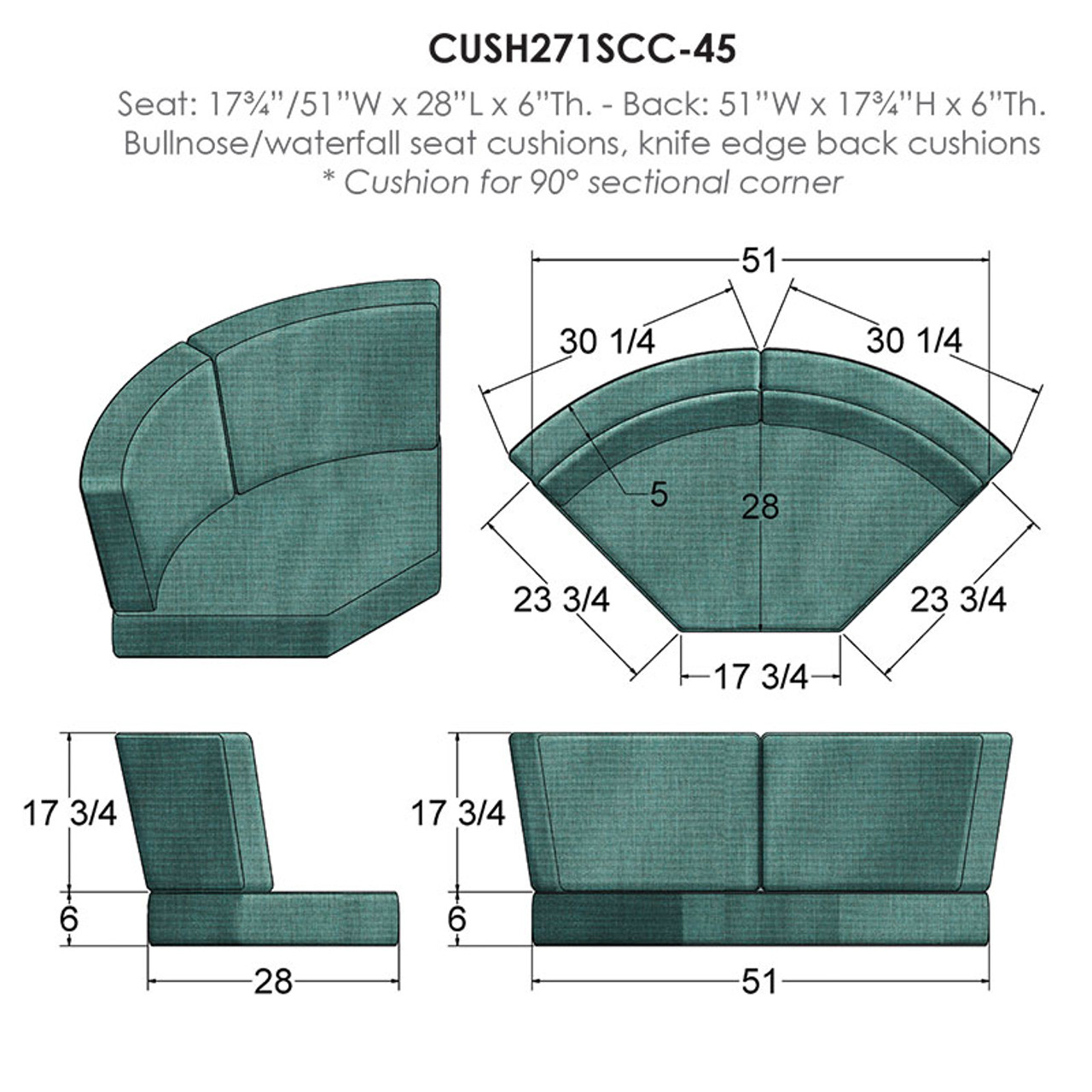 Replacement Cushions for Outdoor Sectional 45 Degree Corner