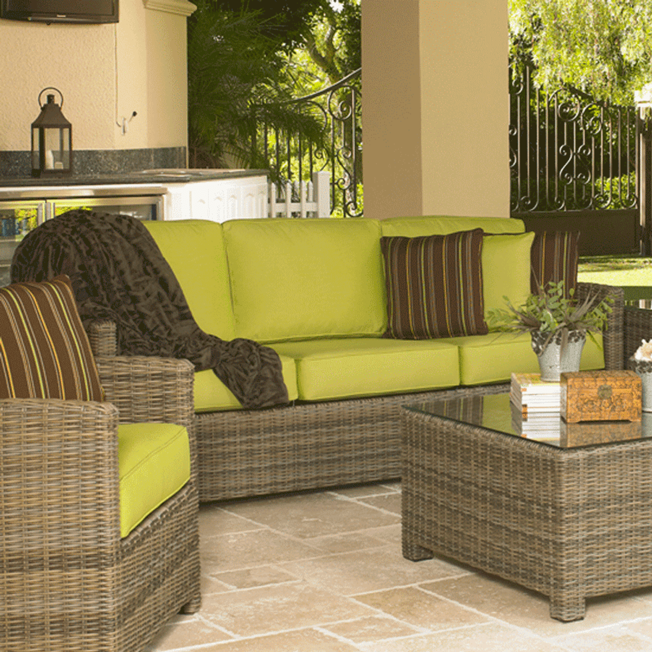 South Sea Outdoor New Java 3-Piece Outdoor Sectional Set w/ Square