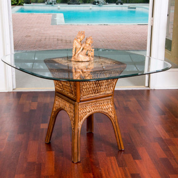 Key Largo Dining Table with Glass Top in Sienna finish Key Largo Dining Table with Glass Top in Sienna finish