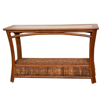 Panama Sofa Table With Glass Top in Sienna finish