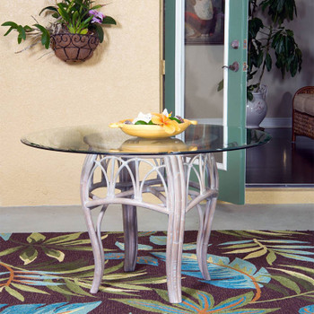 Cuba Dining Table with 48" Round Glass in Rustic Driftwood finish Cuba Dining Table with 48" Round Glass in Rustic Driftwood finish