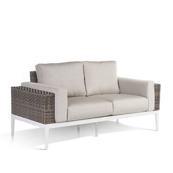 Stevie Outdoor Loveseat with Arms and Bolster Pillows