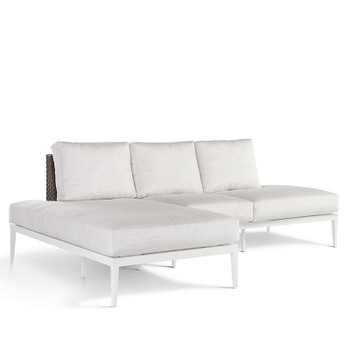 Stevie Outdoor Mini-Sectional: left-side-facing Chaise with Wraparound Cushions and right-side-facing Loveseat Chaise 