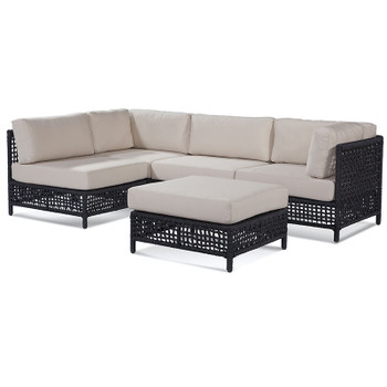 Tangier Outdoor 5 piece Sectional Set in Black finish