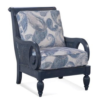 Grand View Arm Chair in fabric '0641-64 J' and Antique Navy Finish