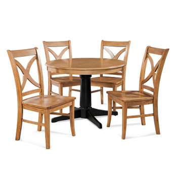 Hues Transitional 5 piece Dining Set with wood seats