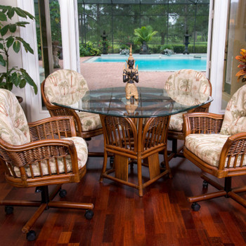 Bridgeport 5 peace Dining Set with Caster Arm Chairs in Sienna finish Bridgeport 5 peace Dining Set with Caster Arm Chairs in Sienna finish