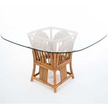 Bridgeport Square Round Table Base With Glass Top in Antique Honey finish