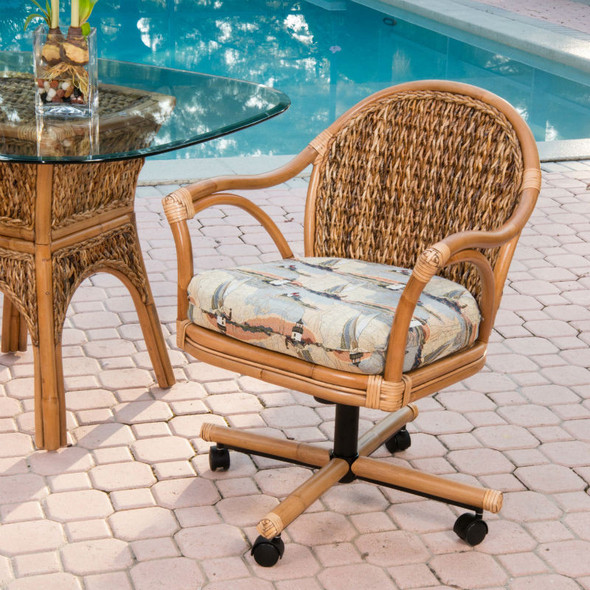 Panama Tilt Swivel Caster Chair in Antique Honey finish