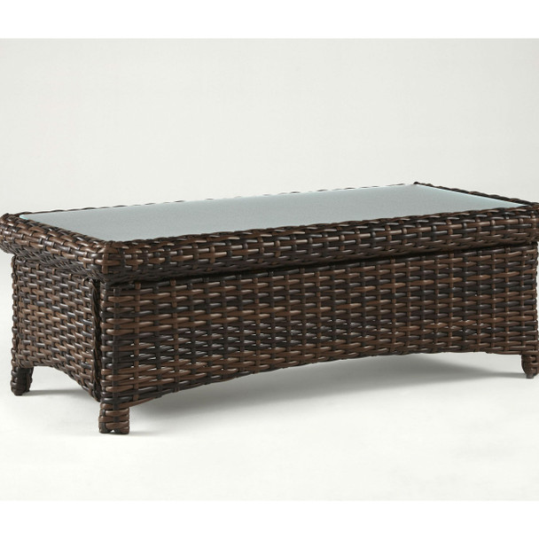 Saint Tropez Outdoor Coffee Table with Glass Top in Tobacco finish