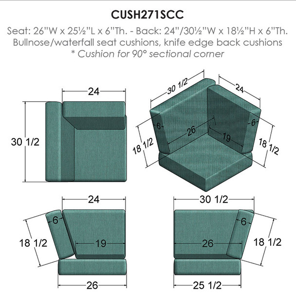 NC Replacement Cushions for Outdoor Sectional Corner