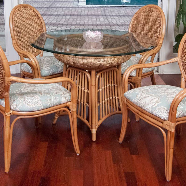 Havana 5 piece Dining Set with Arm Chairs in Antique Honey finish