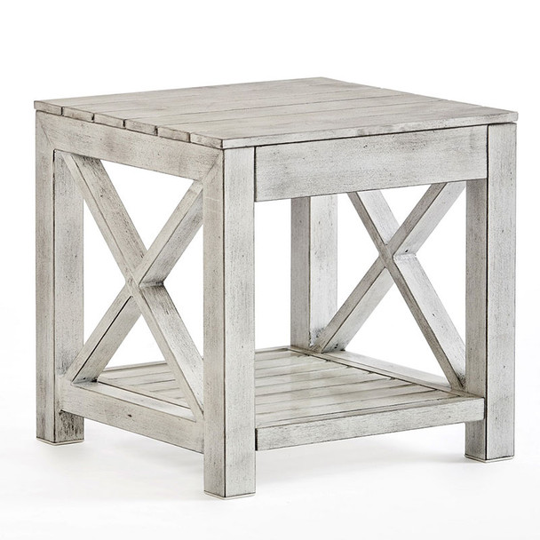 Farlowe Outdoor End Table in brushed white finish