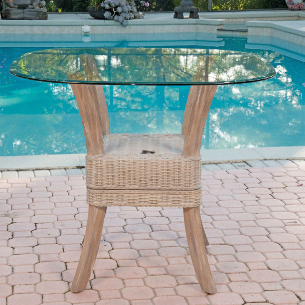 Belize Counter Table With Glass Top in Rustic Driftwood finish