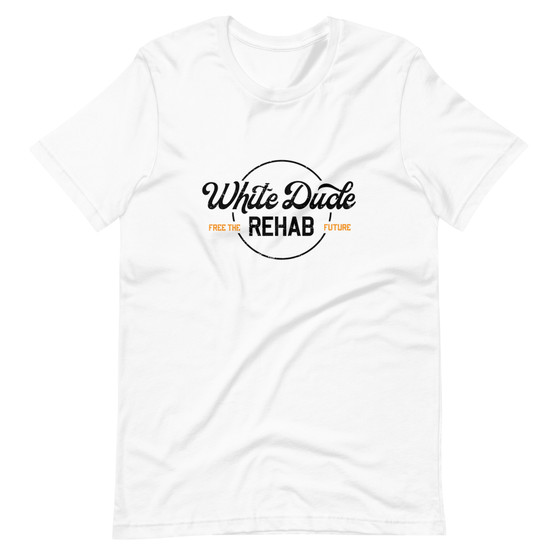 White Dude Rehab Tee, White/Orange