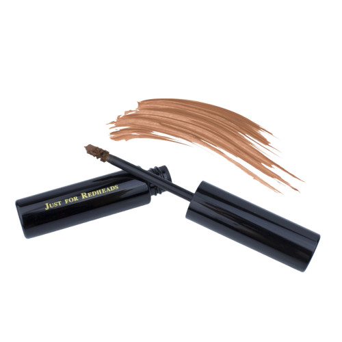 Brow Gel Copper sample with color swatch.  This redhead eyebrow gel volumizes and shapes redheads’ eyebrows to perfection. This ginger eyebrow gel is designed specifically to enhance the beauty of red hair.