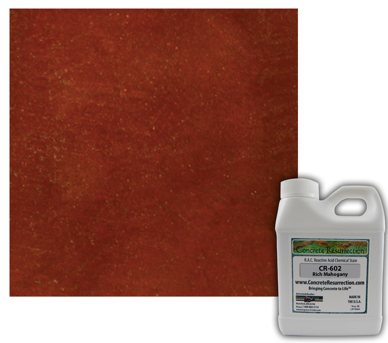 Reactive Acid Chemical (RAC) Concrete Stain - Rich Mahogany 16oz