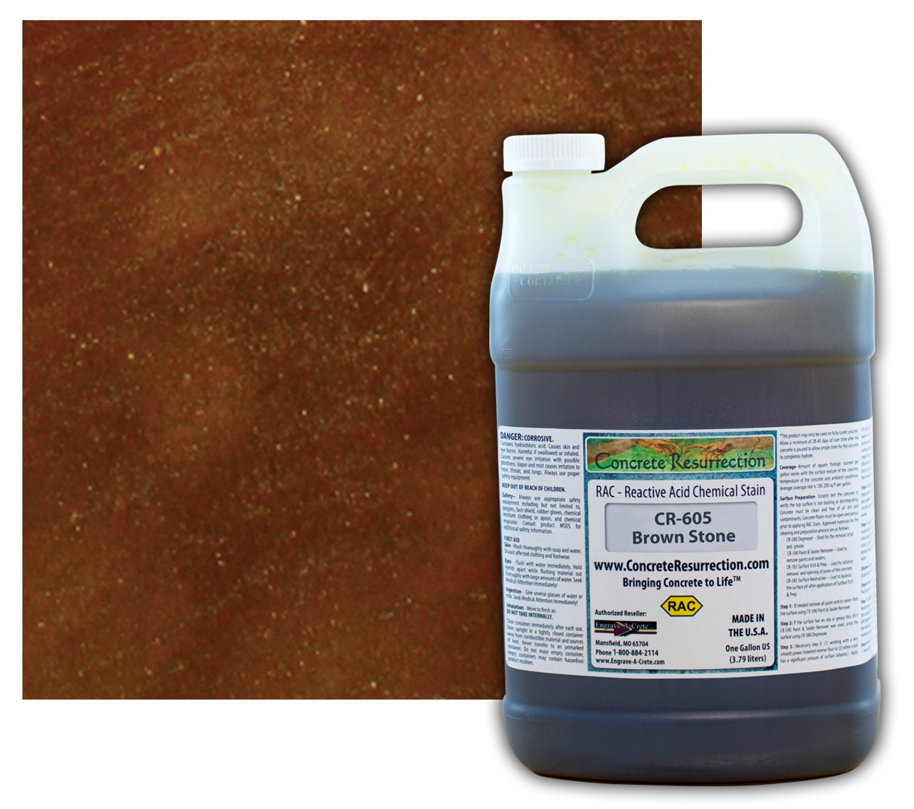 Reactive Acid Chemical (RAC) Concrete Stain - Brownstone 1 Gal.