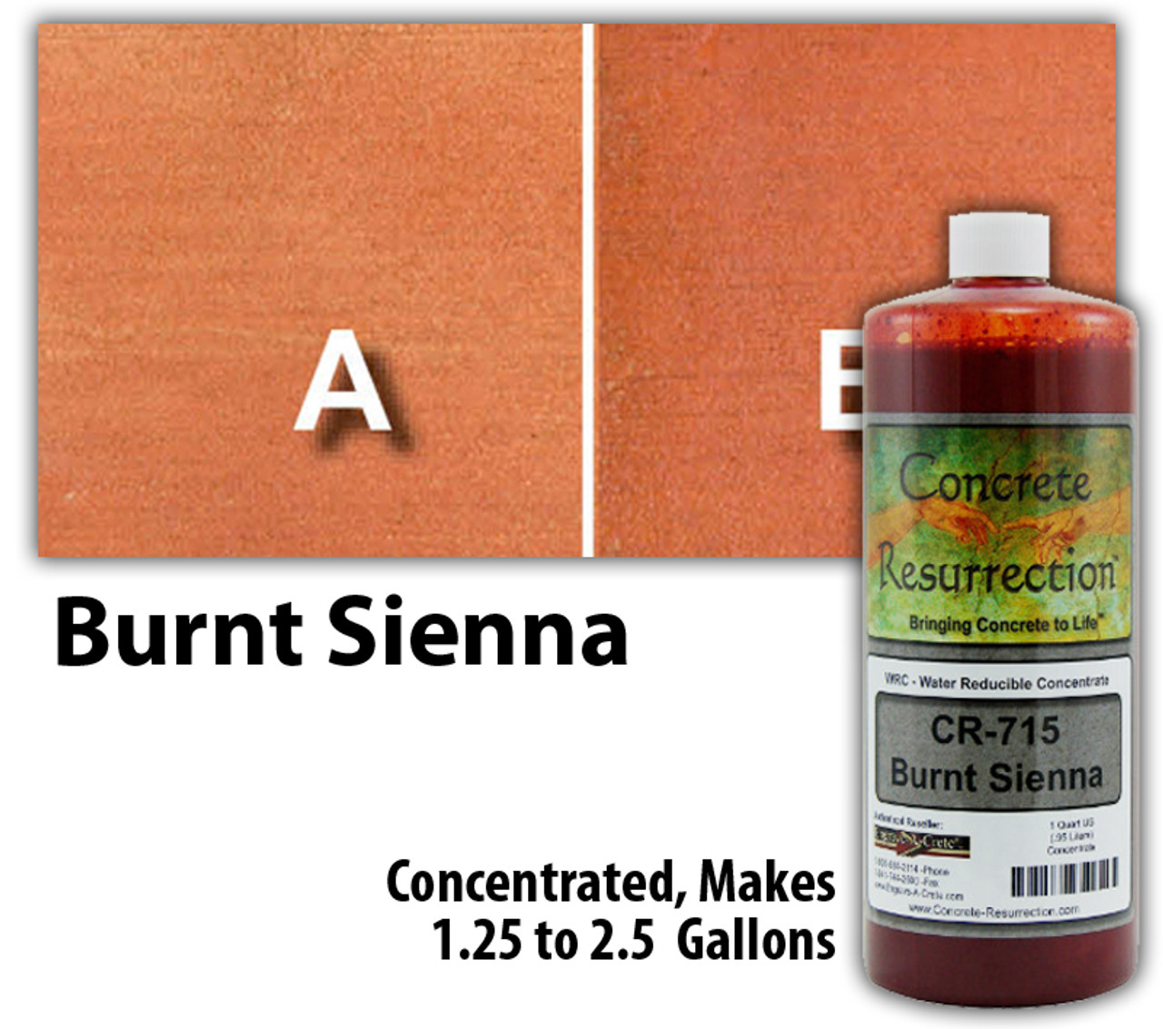 Water Reducible Concentrated (WRC) Concrete Stain - Burnt Sienna 32oz