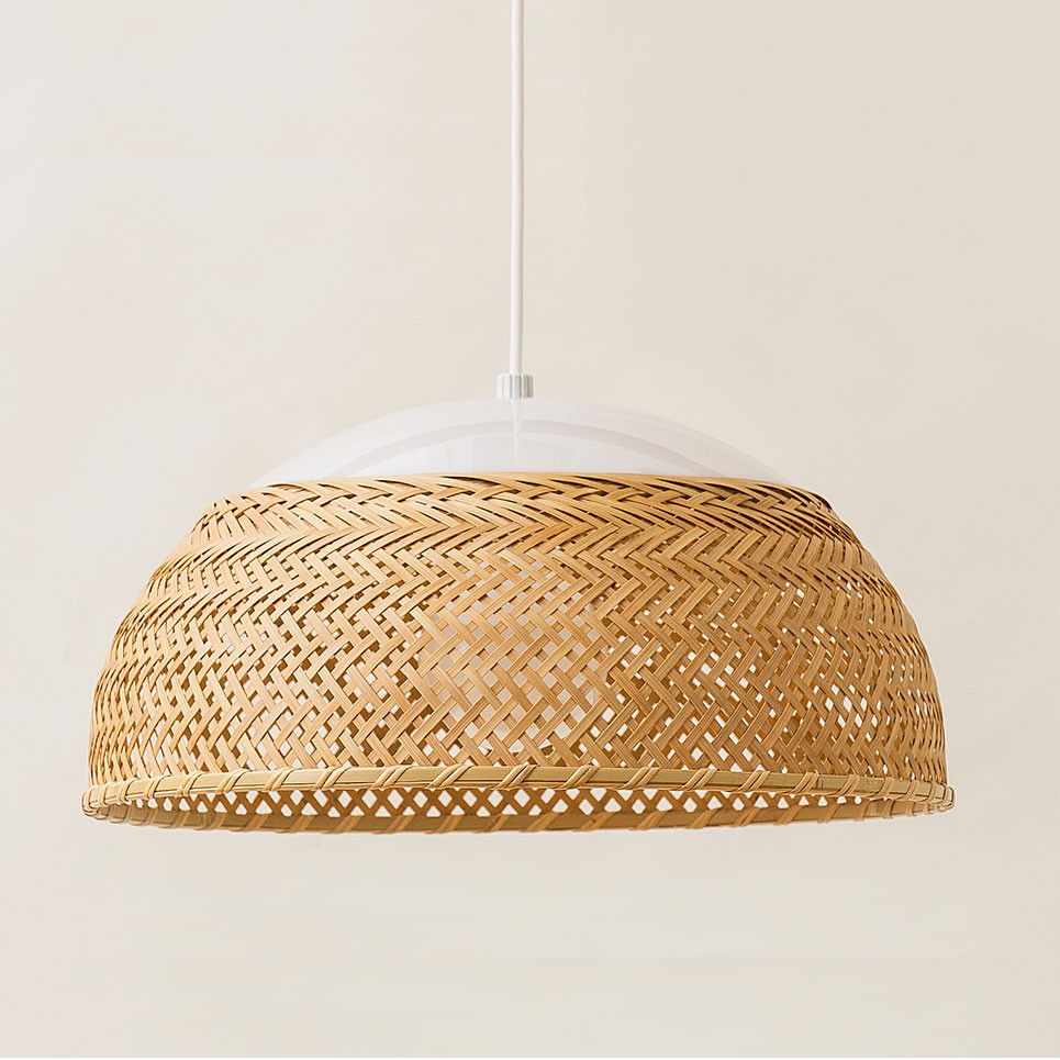 Abat-jour En Papier Style Oriental Bambou - Diamètre 30 Cm, Blanc Et Vert, Pour Suspension, Décoration Chinoise, Ambiance Zen - 7