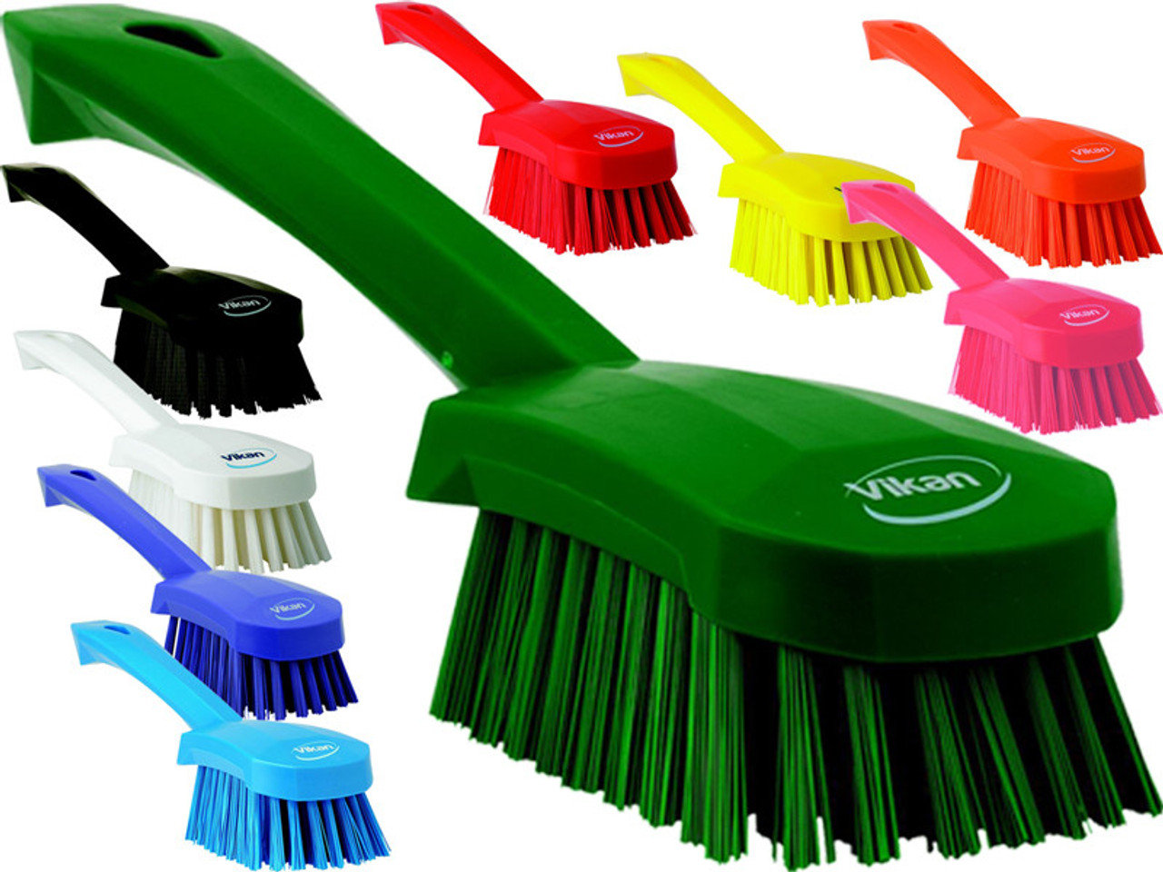 Vikan | Ultra-Slim Cleaning Brush with Long Handle Green