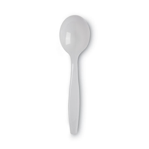 Heavyweight Plastic Soup Spoons, White, 100/pk, 10pks/cs Heavyweight Plastic Soup Spoons, White, 100/pk, 10pks/cs
