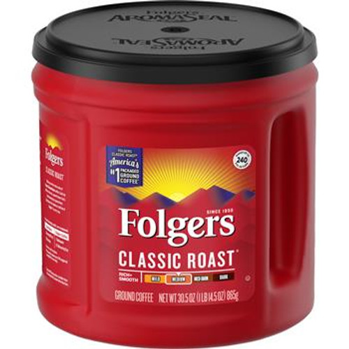 Folgers Coffee, Classic Roast Regular, Ground, 30.5oz, Can Folgers Coffee, Classic Roast Regular, Ground, 30.5oz, Can