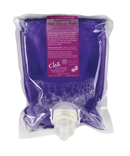 CLEA Foaming Hair & Body Soap w/ Moisturizers 1125mL 4/case CLEA Foaming Hair & Body Soap w/ Moisturizers 1125mL 4/case
