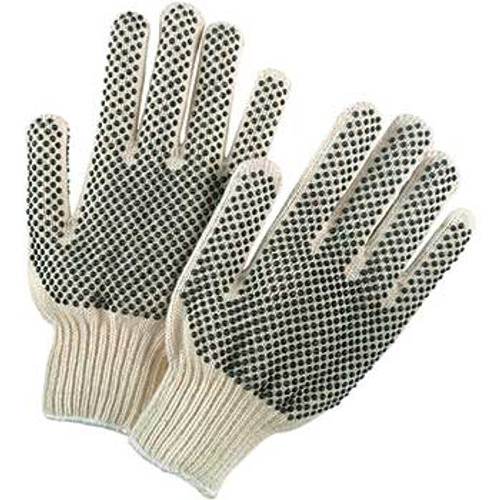 Natural, Poly/Cotton Machine Knit Gloves, 1-Side PVS Dots, 25 Dozen / Case