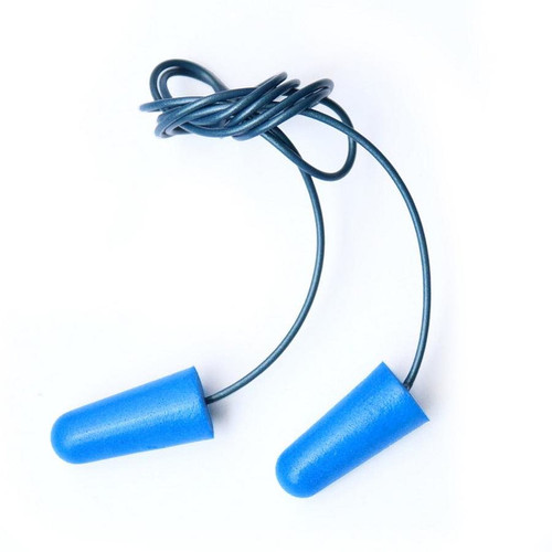 Encore Blue Metal Detectable Foam PU Ear Plugs, Blue PVC Cord, NRR 32 DB, 100 pair per box Encore Blue Metal Detectable Foam PU Ear Plugs, Blue PVC Cord, NRR 32 DB, 100 pair per box