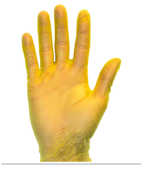Powder Free Yellow Vinyl Gloves, Large