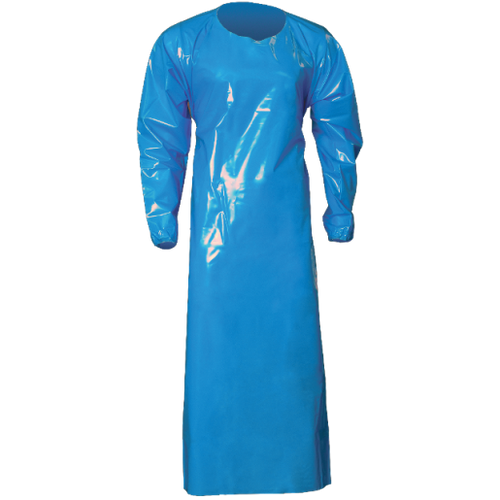 6 Mil Gown, Die Cut, Extra Large, 50" Length, Blue, 10/cs 6 Mil Gown, Die Cut, Extra Large, 50" Length, Blue, 10/cs