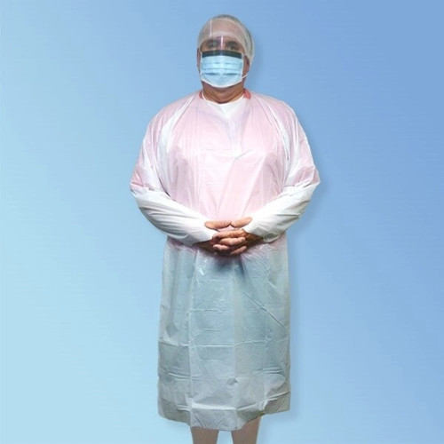 Isolation Gown – CPE – Rear Entry with Attached Ties and Thumb Loop, White, 100/Case Isolation Gown – CPE – Rear Entry with Attached Ties and Thumb Loop, White, 100/Case