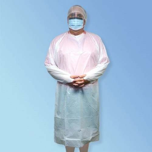 Isolation Gown – CPE – Rear Entry with Attached Ties and Thumb Loop, White, 100/Case