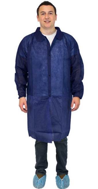 Blue Polypropylene Lab Coat, 2L, No Pockets, Elastic Wrists, 30/CS Blue Polypropylene Lab Coat, 2L, No Pockets, Elastic Wrists, 30/CS