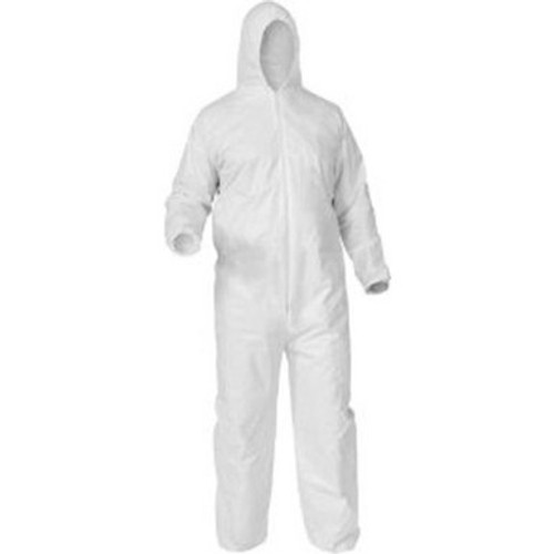 Keyguard Coverall, Controlled Environment, Elastic Wrists and Ankles, Attached Hood and Boot, Thumb Loop, Anti Static, Extra Large, White, 25/cs