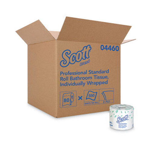 Scott Standard Roll Bathroom Tissue, 2-Ply, 550 Sheets/Roll, 80/Carton