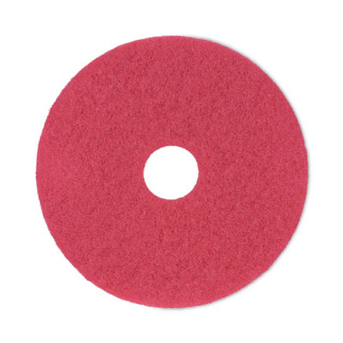 Standard Buffing Floor Pads, 17" Diameter, Red, 5/Carton