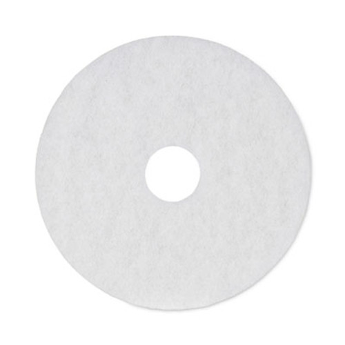 Polishing Floor Pads, 16" Diameter, White, 5/Carton