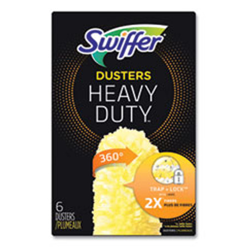 Heavy Duty Dusters Refill, Dust Lock Fiber, Yellow, 6/Box, 4 Boxes/Carton