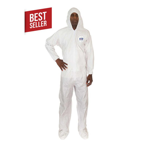 MicroGuard MP®, Microporous Coverall with Attached Hood & Boot, Elastic Wrist, Elastic Back, Open Ankle, Small 25/cs