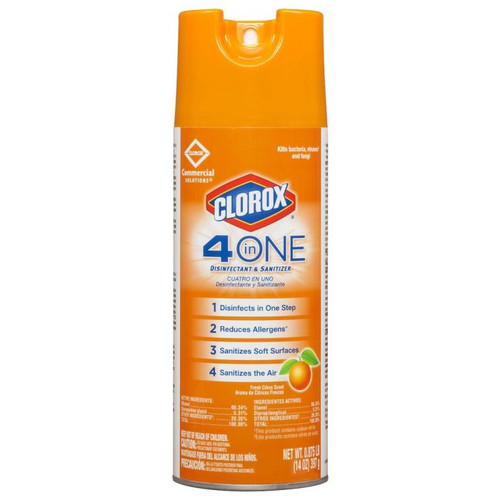 Clorox CloroxPro 4 in One Disinfectant & Sanitizer Spray - 14 oz., Citrus Scent -12/CS