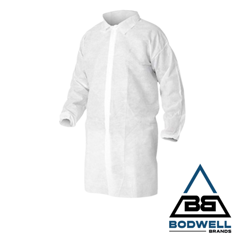 PolyPro Lab Coat, Velcro, Elastic Wrists, No Pockets, XL, White, 30/cs PolyPro Lab Coat, Velcro, Elastic Wrists, No Pockets, XL, White, 30/cs