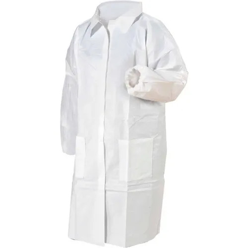Lab Coat, Keyguard, 3-Pockets, Elastic Wrists, Snap Front, Single Collar, 30/case