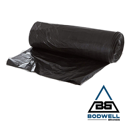 Bodwell Heavy Duty Can Liner, 56 Gallon, 43 x 47, 1.5EQ, Black 100/case, Rolls