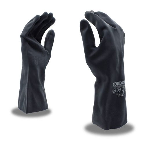 Black Neoprene Glove, Flock-Lined, Straight Cuff, 20-mil, L Size 9, 1 Dozen