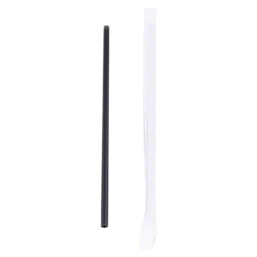 Merit 396, Paper Wrapped Plastic Straw - 7.75" Jumbo Black, Boxed, 5.6MM – 24/400CT